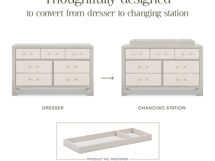 M24816WDFPEW,Namesake,Eloise 7-Drawer Assembled Dresser in White Driftwood and Performance Pearl Eco-Weave