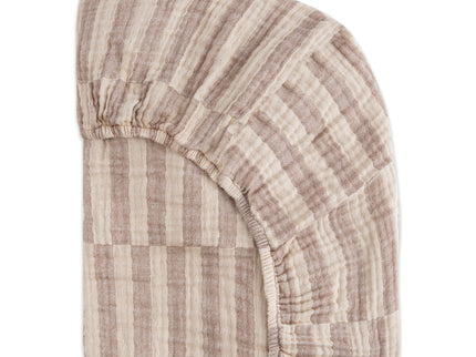 T30635,Babyletto,Cocoa Stripe Muslin Crib Sheet in GOTS Certified Organic Cotton