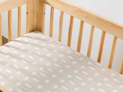 T27033,Babyletto,Beach Bum Muslin All-Stages Midi Crib Sheet in GOTS Certified Organic Cotton