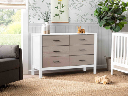 F23226WCWD,Carter's,Radley 6-Drawer Dresser in White & Coastwood