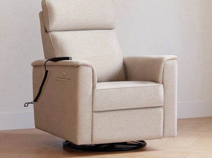 M17183PBEW,Namesake,Willa Deluxe Power Glider Recliner w/Heat&Massage in Performance Beach Eco-Weave