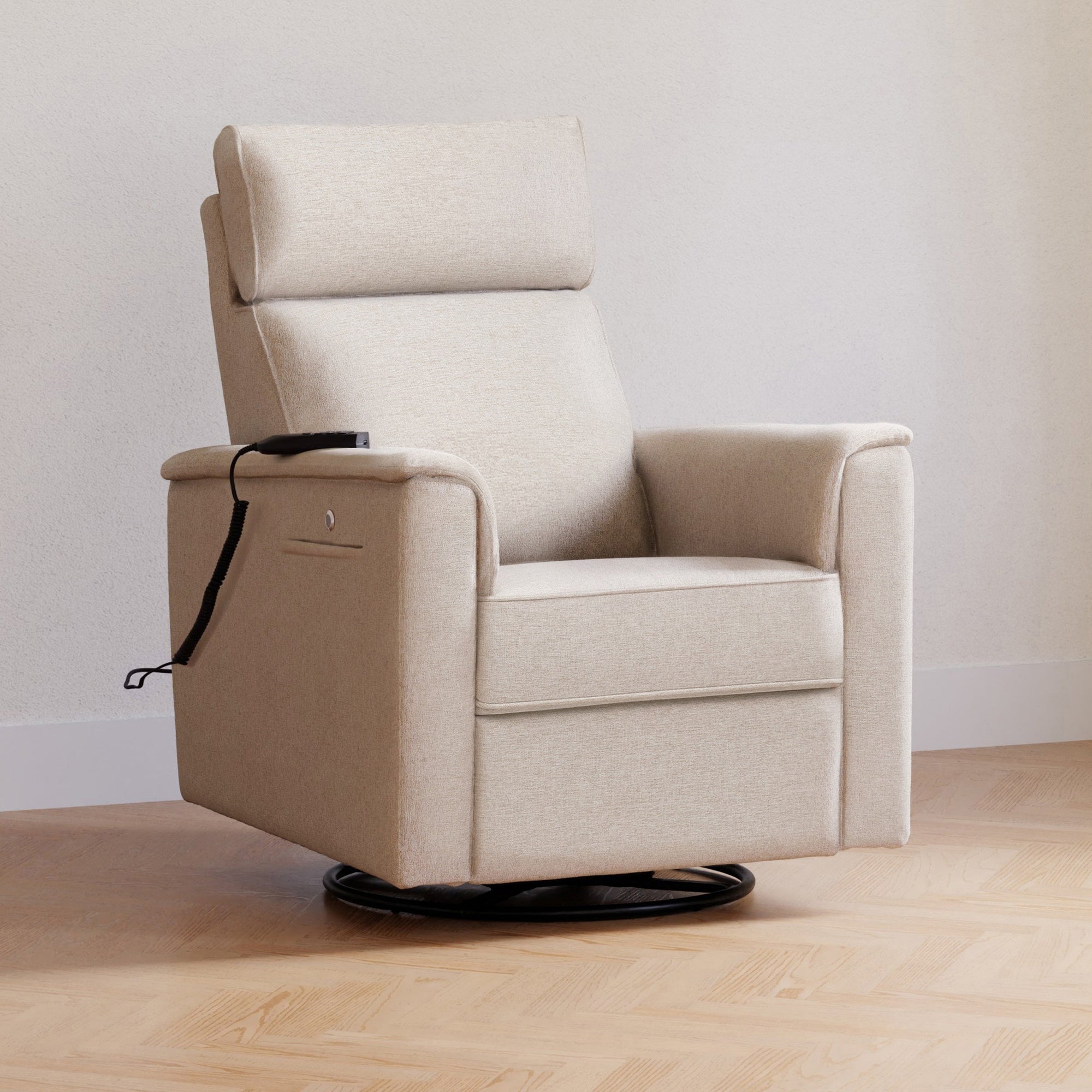 M17183PBEW,Namesake,Willa Deluxe Power Glider Recliner w/Heat&Massage in Performance Beach Eco-Weave