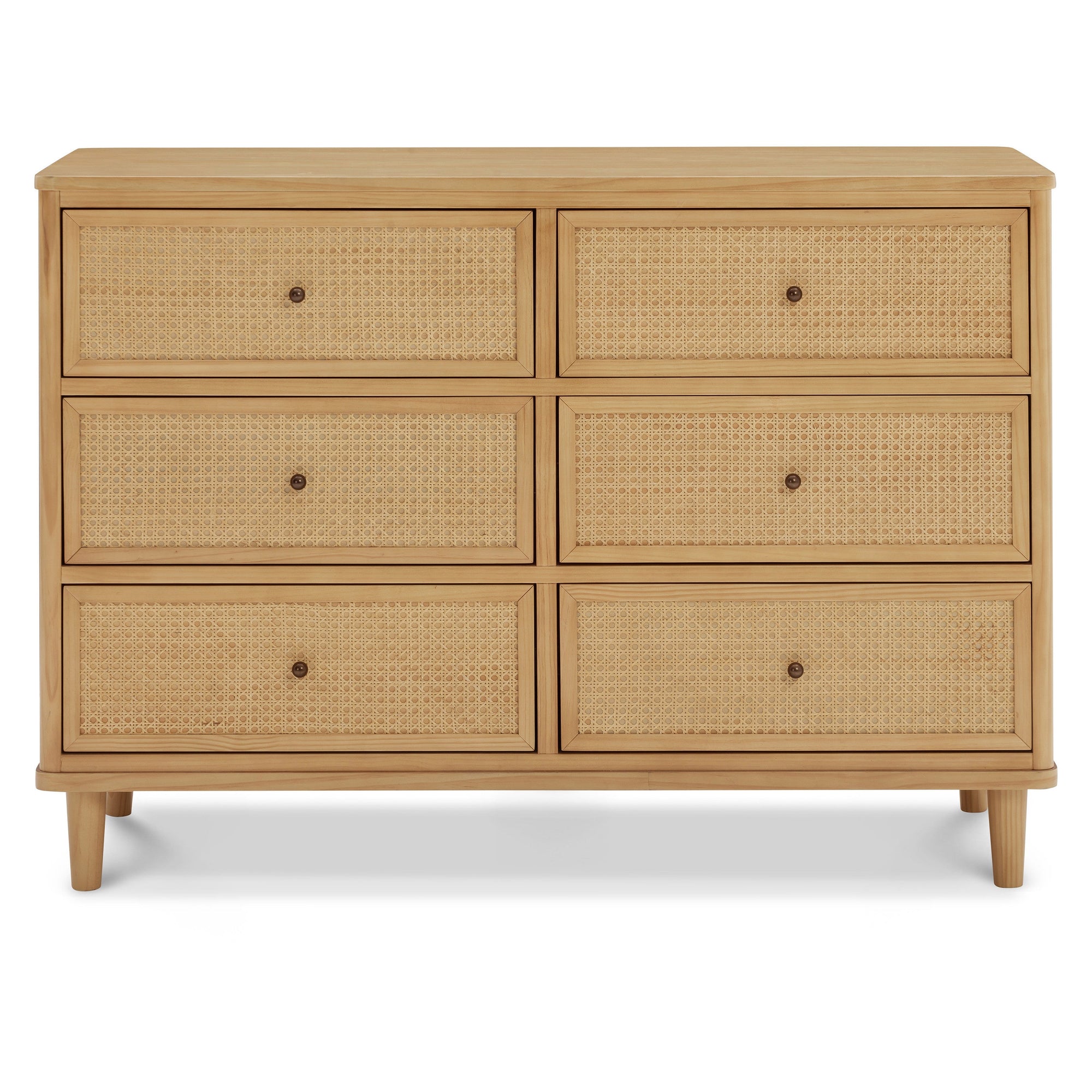 M23716HYHC,Namesake,Marin with Cane 6 Drawer Assembled Dresser in Honey and Honey Cane