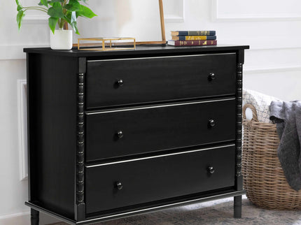 M7323E,DaVinci,Jenny Lind Spindle 3-Drawer Dresser in Ebony Black