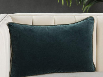 Emerson Lyla Solid Teal Cream 21"x13" Lumbar Throw Pillow