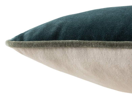 Emerson Lyla Solid Teal Cream 21"x13" Lumbar Throw Pillow