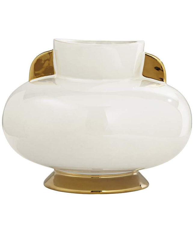 Empress 10 1/2" Wide White Ceramic Vase with Handles