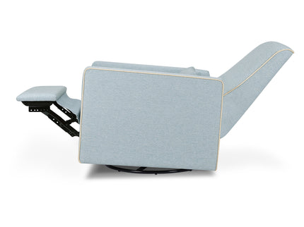 M10887HBLCM,DaVinci,Piper Recliner in Heathered Blue w/ Cream Piping