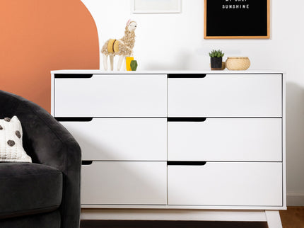 M4216W,Babyletto,Hudson 6-Drawer Double Dresser  Assembled in White Finish