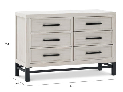 B25816WDF,Monogram by Namesake,Newbern 6-Drawer Assembled Dresser in White Driftwood