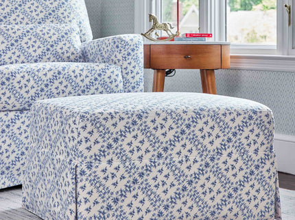 M21785BLT,Namesake,Sarah Flint x Namesake Crawford Gliding Ottoman in Blue Lattice Performance Eco-Weave