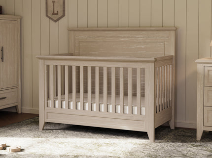 M24401SDB,Monogram by Namesake,Beckett Rustic 4-in-1 Convertible Flat Top Crib in Sandbar
