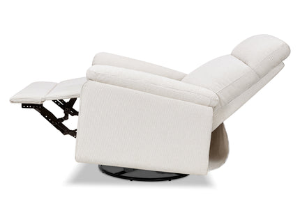 M24387FCS,DaVinci,Suzy Swivel Recliner in Fog Chatham Stripe Performance Eco-Weave