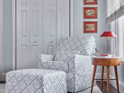 M21785BLT,Namesake,Sarah Flint x Namesake Crawford Gliding Ottoman in Blue Lattice Performance Eco-Weave