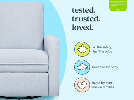 M19387PCET,DaVinci,Penny Swivel Recliner in Performance Blue Chambray Eco-Twill