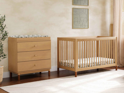 M12923HYVTL,Babyletto,Gelato 3-Drawer Changer Dresser  leather feet w/Removable Changing Tray in Honey