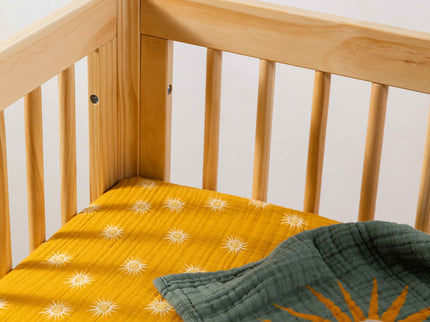 T26933,Babyletto,Golden Hour Muslin All-Stages Midi Crib Sheet in GOTS Certified Organic Cotton