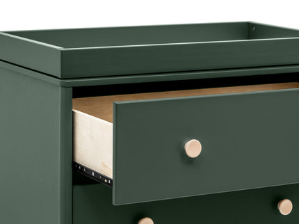 M9023FRGRNX,Babyletto,Lolly 3-Drawer Changer Dresser w/Removable Tray  Forest Green/Washed Natural