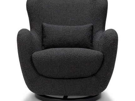 M24187BKBBB,Nursery Works,Solstice Swivel Glider in Black Boucle w/Black Wood Base