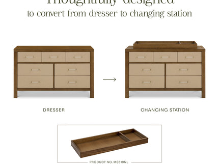 M24816NLPSEW,Namesake,Eloise 7-Drawer Assembled Dresser in Natural Walnut & Performance Sand Eco-Weave