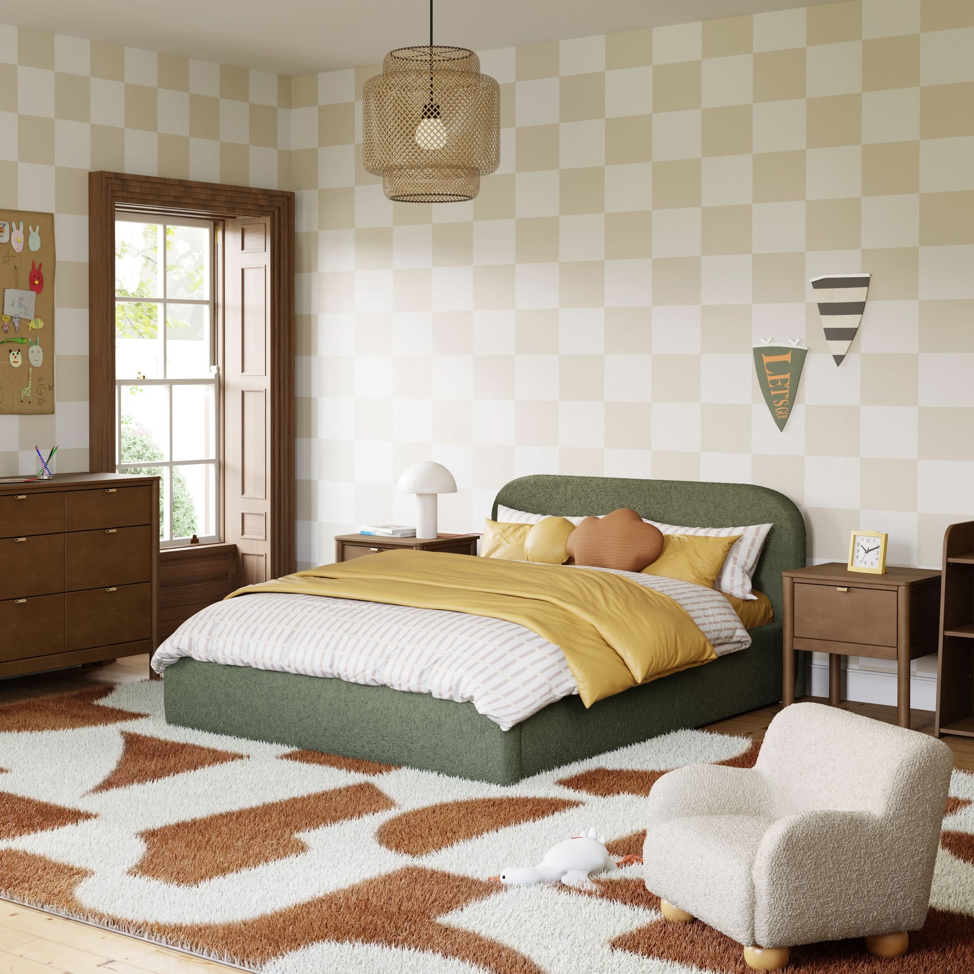 M31296POB,Babyletto Kids,Nara Full Bed in Performance Olive Boucle