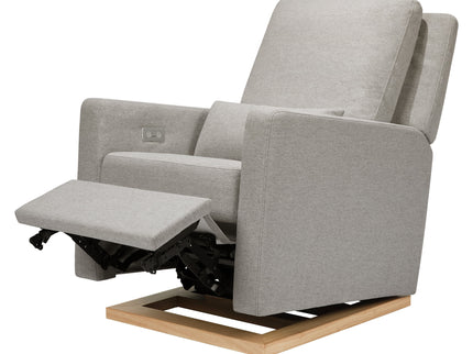 M23085PGEWLB,Babyletto,Sigi Glider Recliner w/ Electronic Control and USB in Performance Grey Eco-Weave w/Light Wood Base