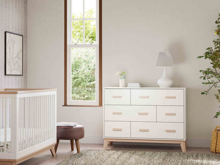 M5826WNX,Babyletto,Scoot 6-Drawer Dresser in White/Washed Natural