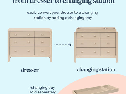 F30326TPENX,Carter's,Marisol 6-Drawer Dresser in Taupe/Washed Natural