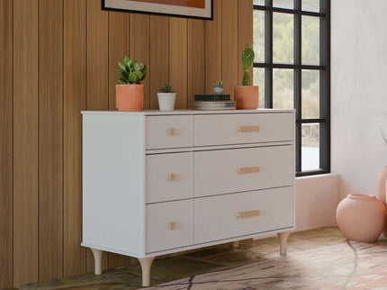 M9016WN,Babyletto,Lolly 6-Drawer Double Dresser  Assembled in White/Natural