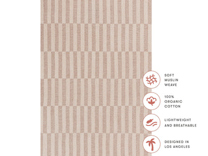 T30636,Babyletto,Cocoa Stripe Muslin Mini Crib Sheet in GOTS Certified Organic Cotton