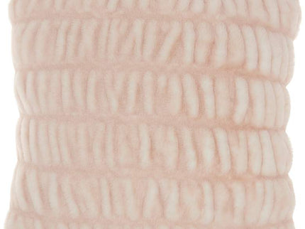 Faux Fur Blush Ruched Rabbit 20" Square Throw Pillow