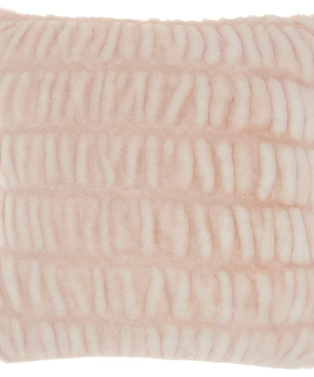 Faux Fur Blush Ruched Rabbit 20" Square Throw Pillow