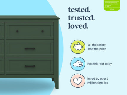 M24726FRGR,DaVinci,Beau 6-Drawer Dresser in Forest Green