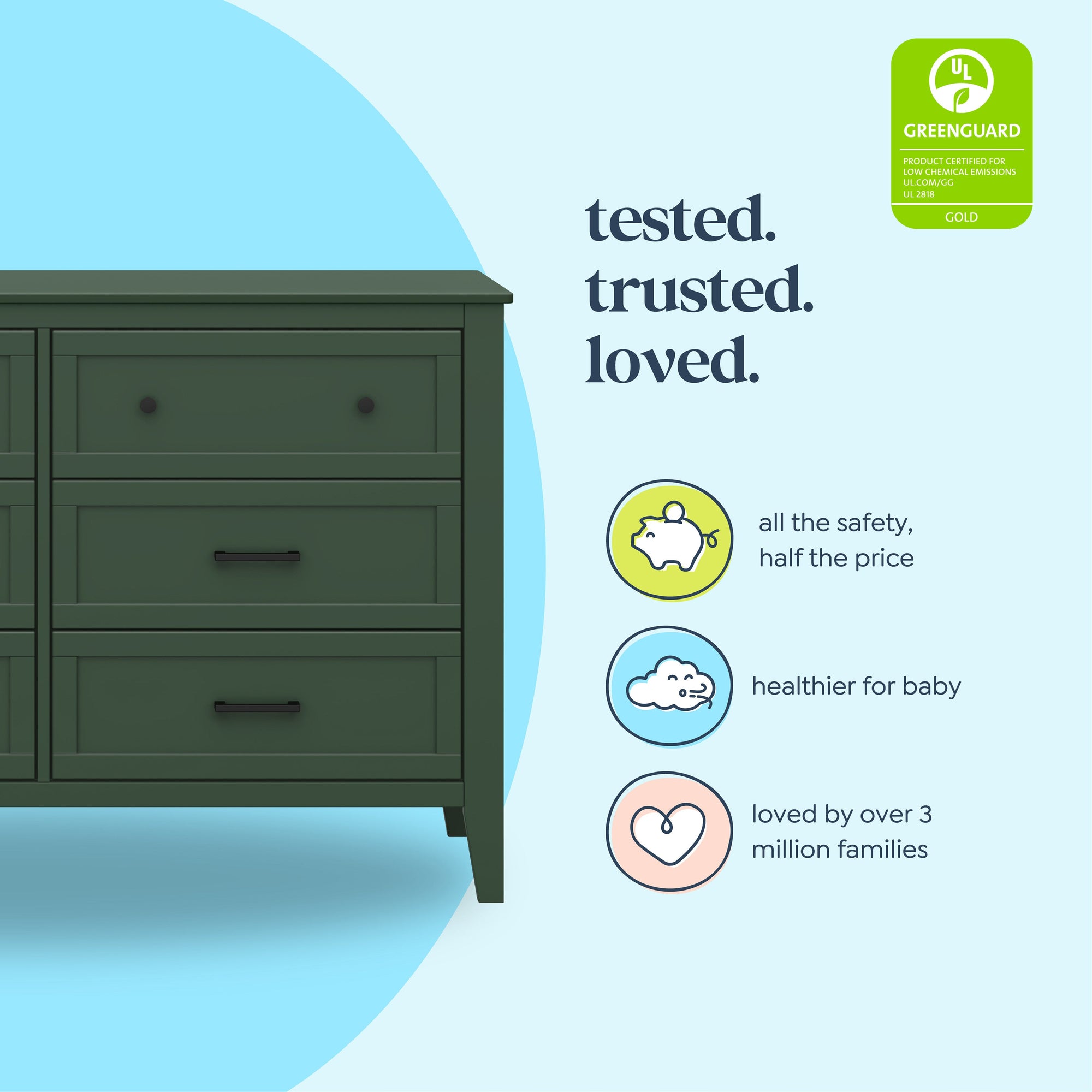 M24726FRGR,DaVinci,Beau 6-Drawer Dresser in Forest Green