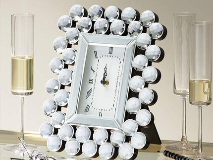 Faywood 11" High Silver Mirrored Tabletop Clock