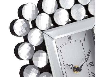 Faywood 11" High Silver Mirrored Tabletop Clock