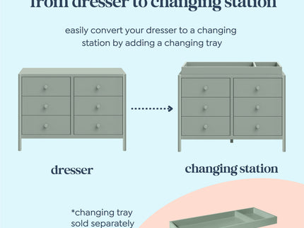 M25126LS,DaVinci,Birdie 6-Drawer Dresser in Light Sage