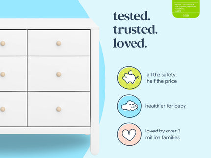 F30326WNX,Carter's,Marisol 6-Drawer Dresser in White/Washed Natural