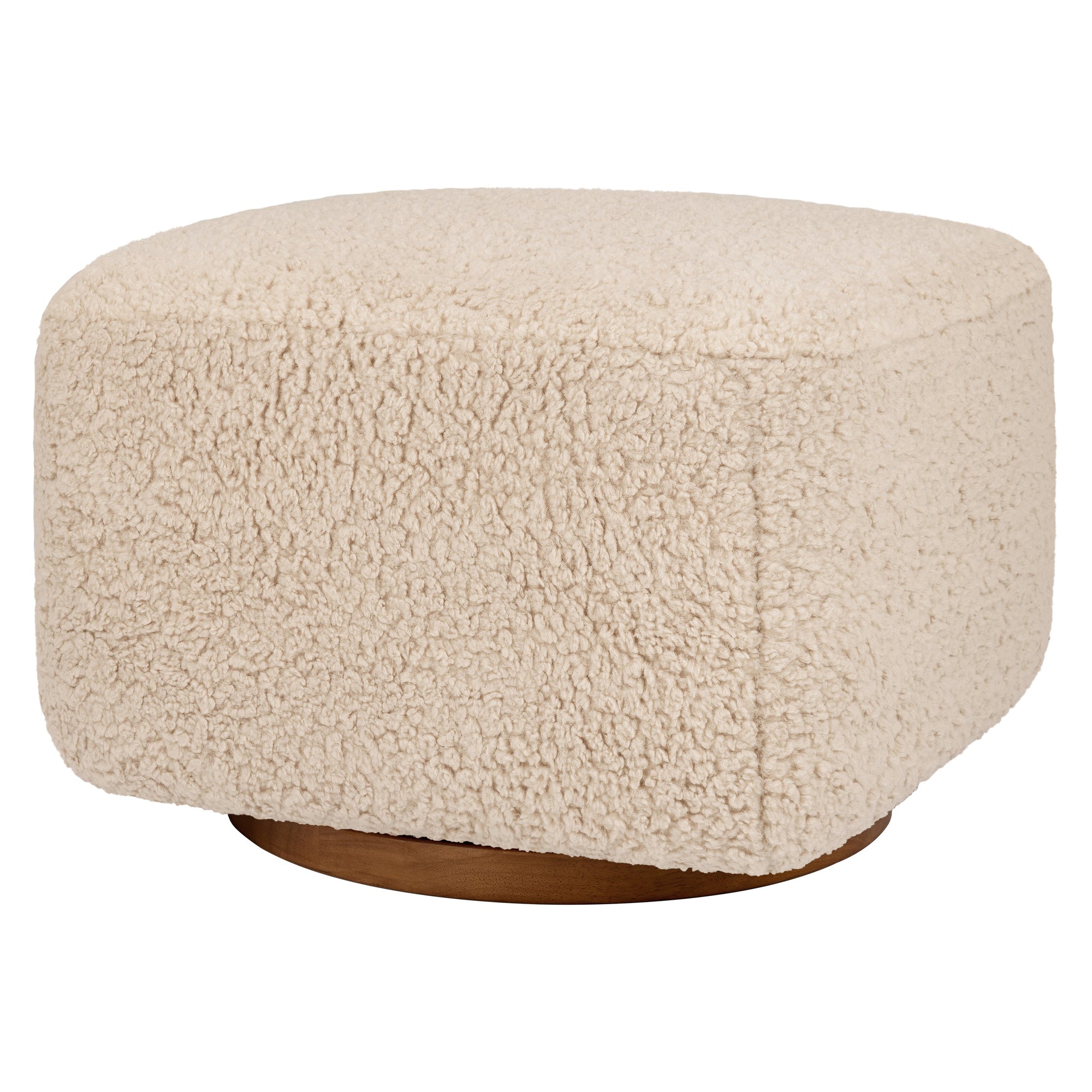 M26385CSGDB,Babyletto,Kiwi Gliding Ottoman in Chai Shearling with Dark Wood Base