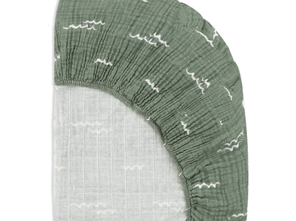 T27133,Babyletto,Ocean Waves Muslin All-Stages Midi Crib Sheet in GOTS Certified Organic Cotton