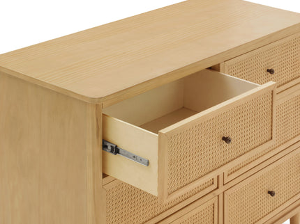 M23716HYHC,Namesake,Marin with Cane 6 Drawer Assembled Dresser in Honey and Honey Cane