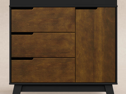 M4223BNL,Babyletto,Hudson 3-Drawer Changer Dresser w/Removable Changing Tray in Black/Natural Walnut