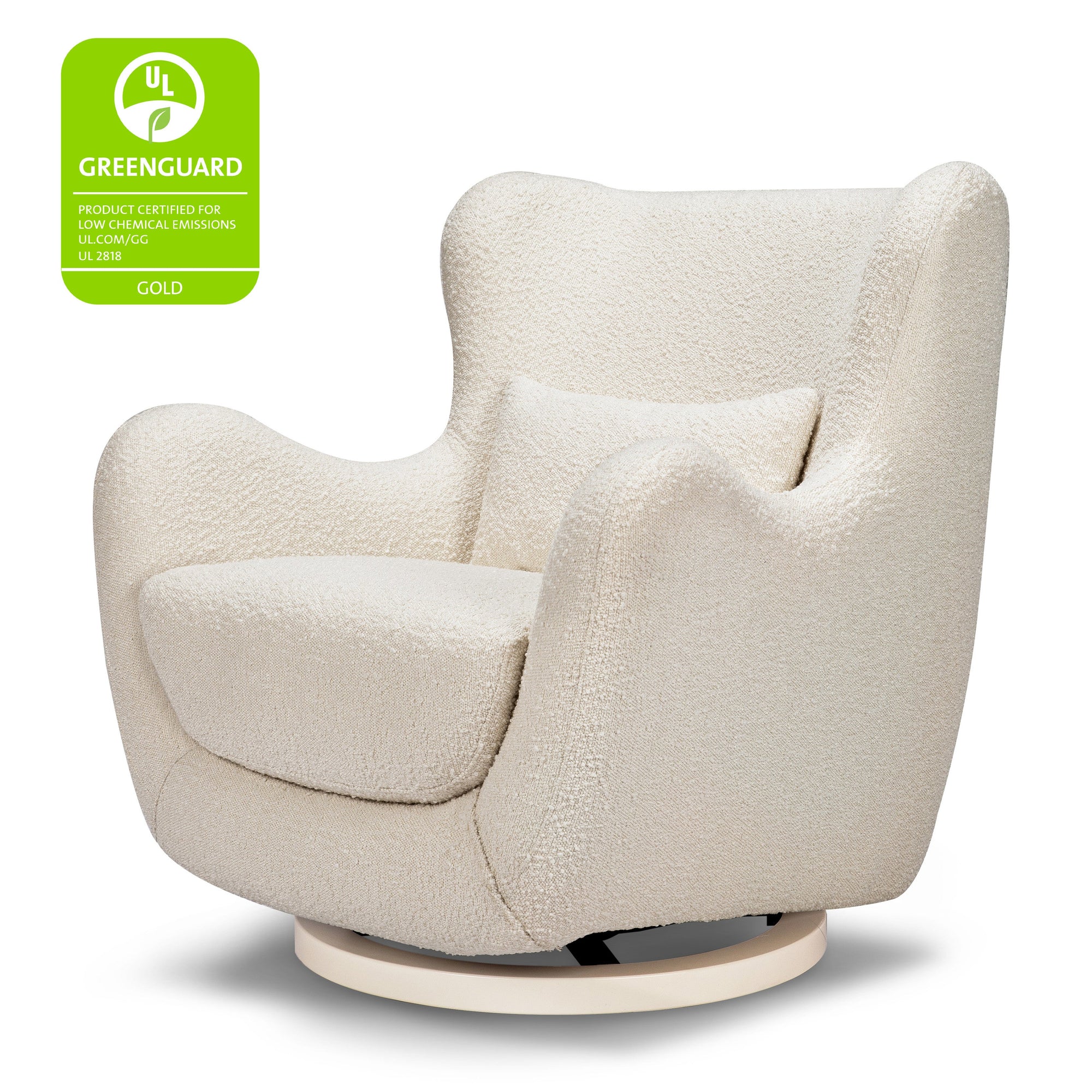 M24187WBIB,Nursery Works,Solstice Swivel Glider in Ivory Boucle w/Ivory Wood Base