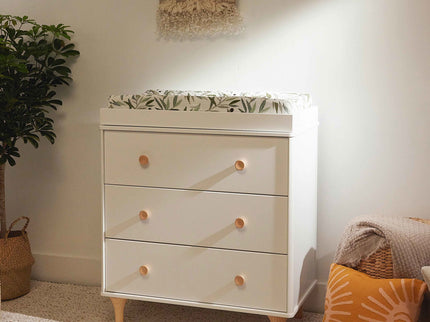 M9023WN,Babyletto,Lolly 3-Drawer Changer Dresser w/Removable Changing Tray in White/Natural