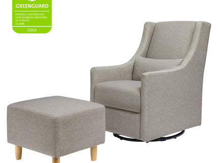 M11287PGEW,Babyletto,Toco Swivel Glider and Ottoman in Performance Grey Eco-Weave w/Natural Feet