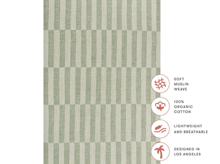 T30534,Babyletto,Moss Stripe Muslin All-Stages Bassinet Sheet in GOTS Certified Organic Cotton