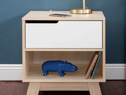 M4260NXW,Babyletto,Hudson Nightstand with USB Port in Washed Natural / White