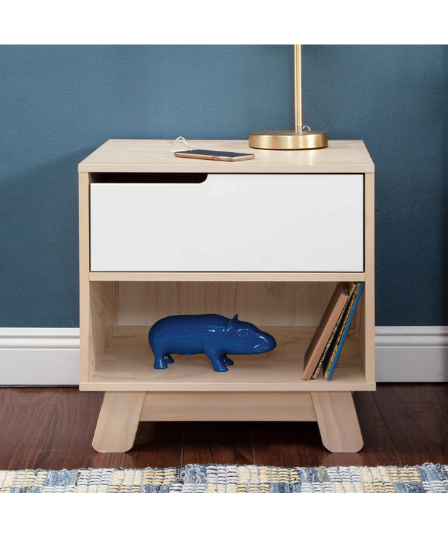 M4260NXW,Babyletto,Hudson Nightstand with USB Port in Washed Natural / White
