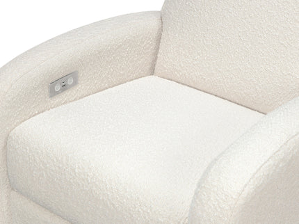M23188WBLB,Babyletto,Nami Glider Recliner w/ Electronic Control and USB in Ivory Boucle w/Light Wood Base