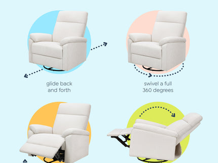 M24387FCS,DaVinci,Suzy Swivel Recliner in Fog Chatham Stripe Performance Eco-Weave